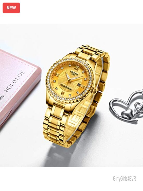 Two Tone Diamond Bezel Dress Watch Japanese Quartz 33mm